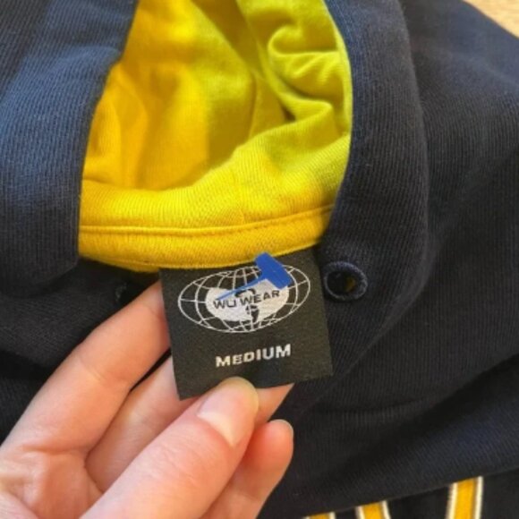 Wu Tang Clan Wear Hoodie Shaolin Embroidered Blue Yellow Colorblock Mens Size M - Picture 2 of 4